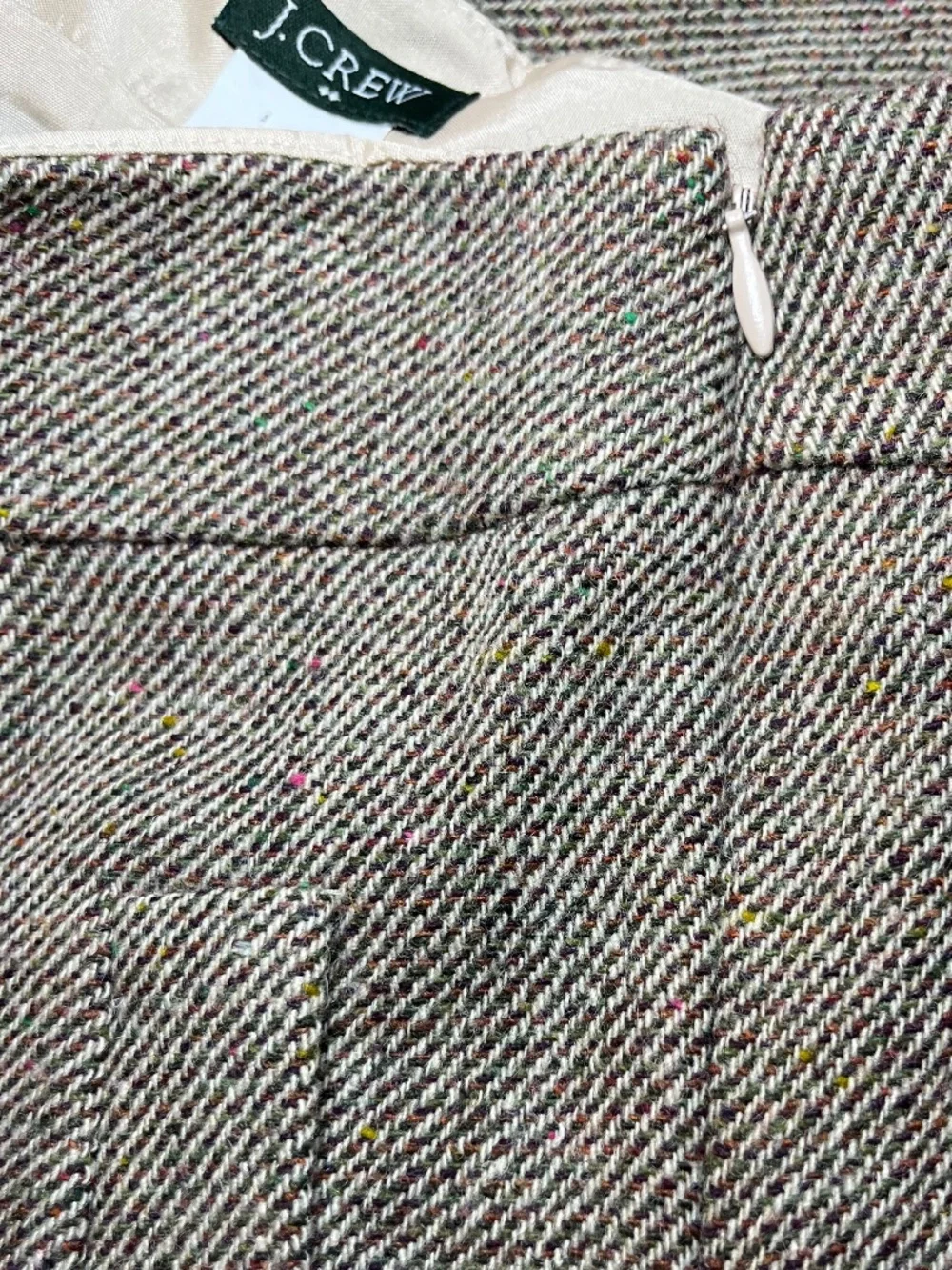 J. Crew Diagonal Twill Tweed Wool Blend Skirt Donegal Flecking Size 2